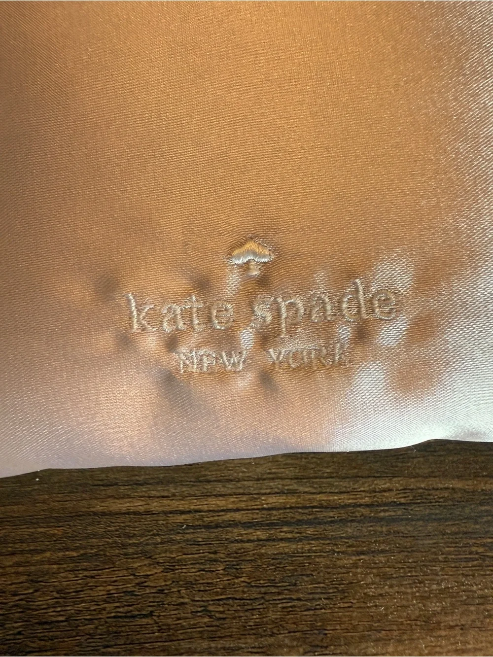 Kate Spade blush pink satin pouch with matching sleep mask